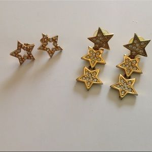 2 pairs of gold star earrings